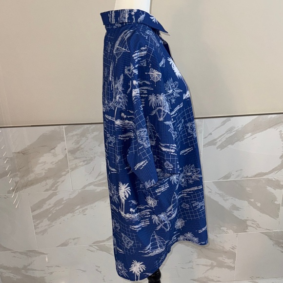 Tommy Bahama Navy and White Island Map Shirt - Picture 6 of 10